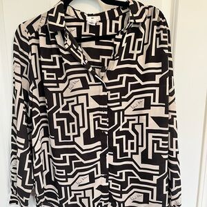 Black and White Geometric Women's H&M Shirt